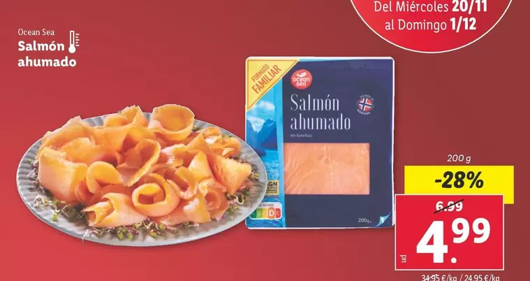 Oferta de Ocean sea - Salmon Ahumado por 4,99€ en Lidl