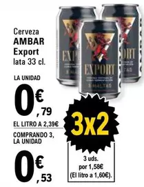 Oferta de Ambar - Cerveza Export por 0,79€ en E.Leclerc