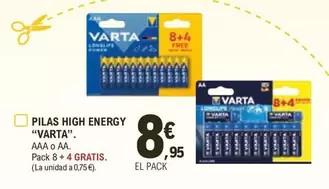 Oferta de Varta - Pilas High Energy por 8,95€ en E.Leclerc