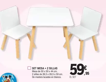 Oferta de Blanco - Set Mesa + 2 Sillas por 59,95€ en E.Leclerc