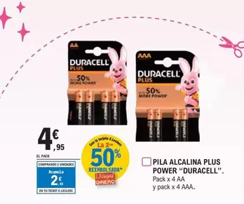 Oferta de Duracell - Pila Alcalina Plus Power por 4,95€ en E.Leclerc