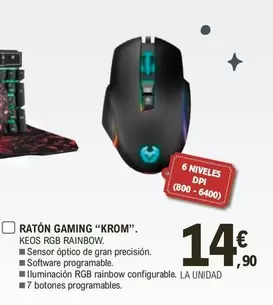 Oferta de Gaming - Raton Gaming "krom" por 14,9€ en E.Leclerc