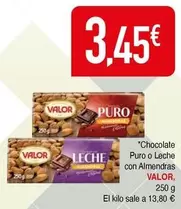 Oferta de Valor - Chocolate Puro O Leche Con Almendras por 3,45€ en Masymas