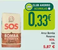 Oferta de Sos - Arroz Bomba Reserva por 0,33€ en Masymas