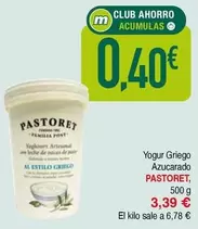 Oferta de Pastoret - Yogur Griego Azucarado por 3,39€ en Masymas