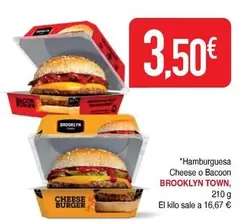 Oferta de Brooklyn Town - Hamburguesa Cheese O Bacon por 3,5€ en Masymas