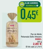 Oferta de Pan -  De Molde Rebanada Estilo Artesano por 0,45€ en Masymas