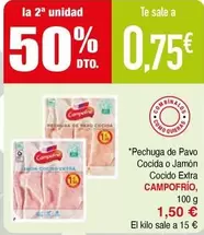 Oferta de Campofrío - Pechuga De Pavo Cocido O Jamon Cocido Extra por 1,5€ en Masymas