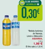 Oferta de Aquarius - Bebida Isotónica De Naranja, Limón O Melocotón por 0,3€ en Masymas