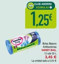 Oferta de Handy Bag - Bolsa Basura Antibacterias por 1,25€ en Masymas