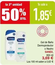 Oferta de Sanex - Gel De Bano Dermoprotector O Neutro por 3,69€ en Masymas