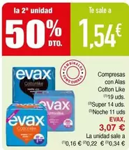 Oferta de Evax - Compresas Con Alas Cotton Like por 3,07€ en Masymas