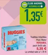 Oferta de Huggies - Toallitas Infantiles Pure Water por 1,35€ en Masymas