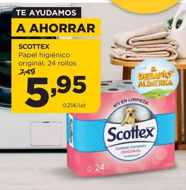 Oferta de Scottex - Papel Higiénico Original, 24 Rollos por 5,95€ en Alimerka