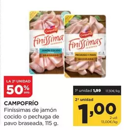 Oferta de Campofrío - Finissimas De Jamon Cocido O Pechuga De Pavo Braseada por 1,99€ en Alimerka