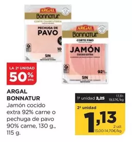 Oferta de Argal - Jamon Cocido Extra 92% Carne O Pechuga De Pavo 90% Carne por 2,25€ en Alimerka