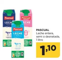 Oferta de Pascual - Leche Entera, Semi O Desnatada por 1,1€ en Alimerka