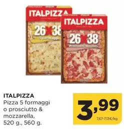 Oferta de Italpizza - Pizza 5 Formaggi O Prosciutto & Mozzarella por 3,99€ en Alimerka