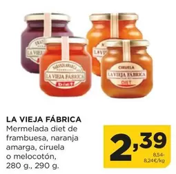 Oferta de La Vieja Fábrica - Mermelada Diet De Frambuesa, Naranja, Amarga, Ciruela O Melocoton por 2,39€ en Alimerka