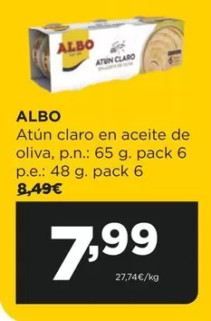 Oferta de Albo - Atun Claro En Aceite De Oliva por 7,99€ en Alimerka