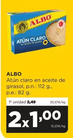 Oferta de Albo - Atún Claro En Aceite De Girasol por 1€ en Alimerka