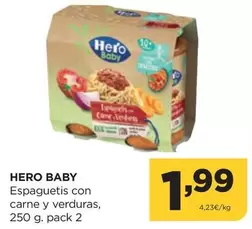 Oferta de Hero Baby - Espaguetis Con Carne Y Verduras por 1,99€ en Alimerka