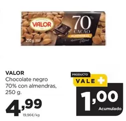 Oferta de Valor - Chocolate Negro 70% Con Almendras por 4,99€ en Alimerka