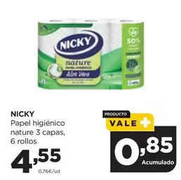 Oferta de Nicky - Papel Higiénico Nature 3 Capas por 4,55€ en Alimerka