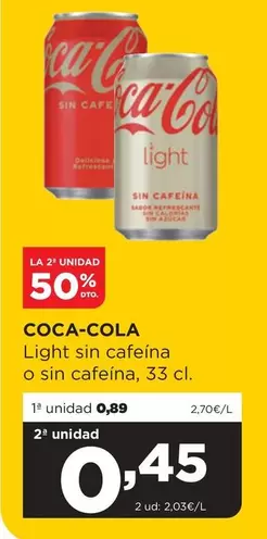 Oferta de Coca-Cola - Light Sin Cafeina O Sin Cafeina por 0,89€ en Alimerka