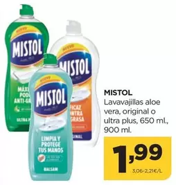 Oferta de Mistol - Lavavajillas Aloe Vera por 1,99€ en Alimerka