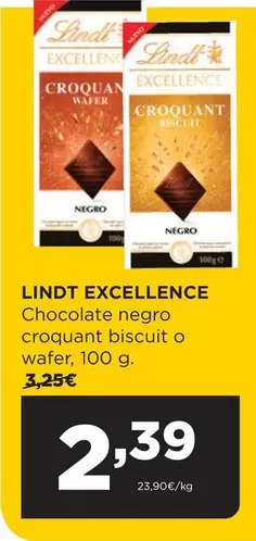 Oferta de Lindt - Chocolate Negro Croquant Biscuit O Wafer por 2,39€ en Alimerka