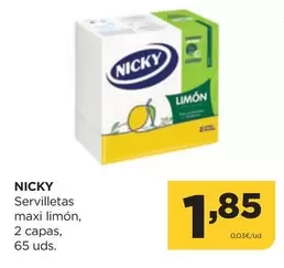 Oferta de Nicky -  Servilletas Maxi Limón por 1,85€ en Alimerka