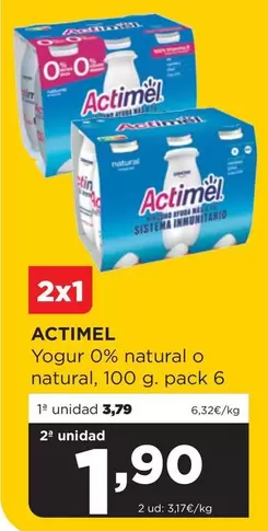 Oferta de Actimel - Yogur 0% Natural O Natural por 3,79€ en Alimerka