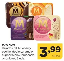 Oferta de Magnum - Helado Chill Blueberry Cookie, Doble Caramelo, Euphoria Pink Lemonade O Sunlover por 3,99€ en Alimerka