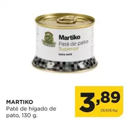 Oferta de Martiko - Pate De Higado De Pato por 3,89€ en Alimerka