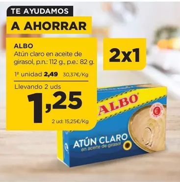 Oferta de Albo - Atún Claro En Aceite De Girasol por 2,49€ en Alimerka