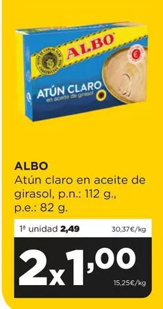 Oferta de Albo -  Atún Claro En Aceite De Girasol por 1€ en Alimerka