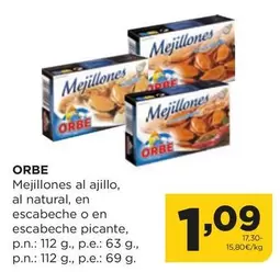 Oferta de Orbe - Mejillones Al Ajillo por 1,09€ en Alimerka