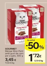 Oferta de Gourmet - Menjar Mon Petit Amb Gust De Carn Per A Gats por 3,45€ en Caprabo