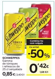 Oferta de Schweppes - Gamma De Tòniques I Refrescos por 0,85€ en Caprabo