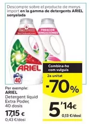 Oferta de Ariel - Detergent Liquid Extra Poder por 17,15€ en Caprabo