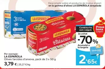 Oferta de La Española - Olives Farcides D'Anxova por 3,79€ en Caprabo