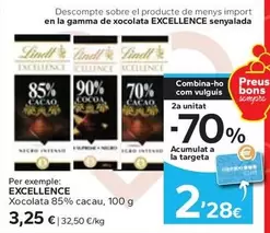 Oferta de Excellence -  Xocolata 85% Cacau por 3,25€ en Caprabo