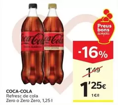 Oferta de Coca-Cola - Refresc De Cola Zero O Zero Zero por 1,25€ en Caprabo