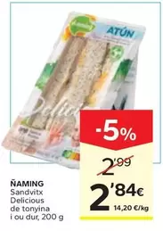 Oferta de Ñaming - Sandvitx Delicious De Tonyina I Ou Dur por 2,84€ en Caprabo