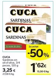 Oferta de Cuca - Sardines En Oli D'Oliva por 3,25€ en Caprabo