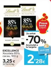 Oferta de Lindt - Xocolata 85% Cacau por 3,25€ en Caprabo