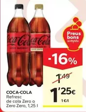 Oferta de Coca-Cola - Refresc De Cola Zero O Zero Zero por 1,25€ en Caprabo