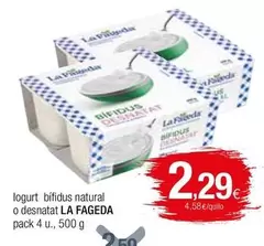 Oferta de La Fageda - Logurt Bifidus Natural O Desnatat por 2,29€ en Condis