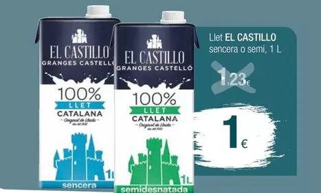 Oferta de El castillo - Llet El Castillo Sencera O Semi por 1€ en Condis